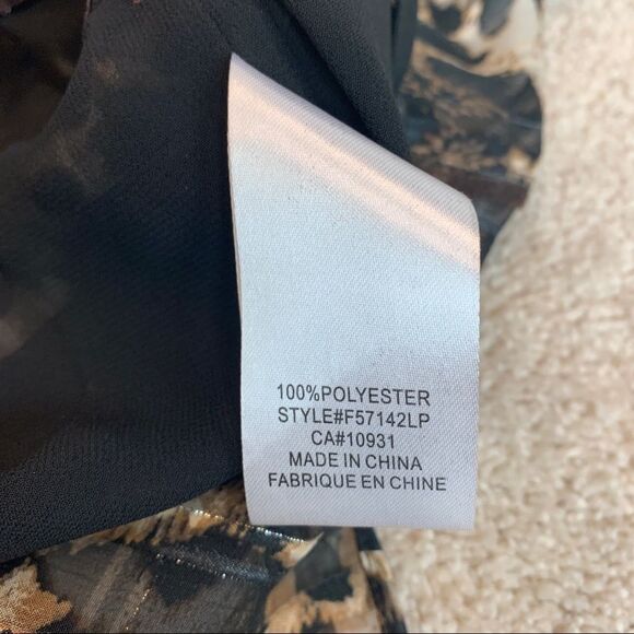 Laura Petites Leopard animal print chiffon sheer transparent beaded blouse Sz XL - Picture 10 of 13